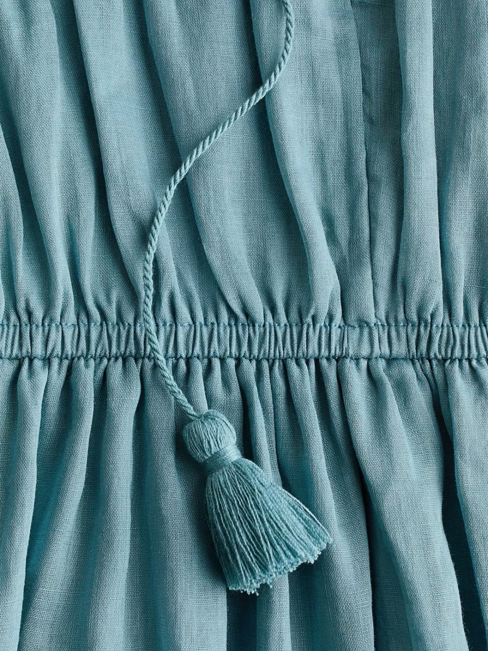 H&M Premium Selection Drawstring-Detail Ramie Dress (Dusty Turquoise) Small - Picture 7 of 7